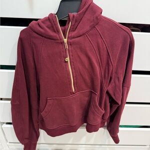lululemon athletica Maroon Half-Zip scuba hoodie maroon